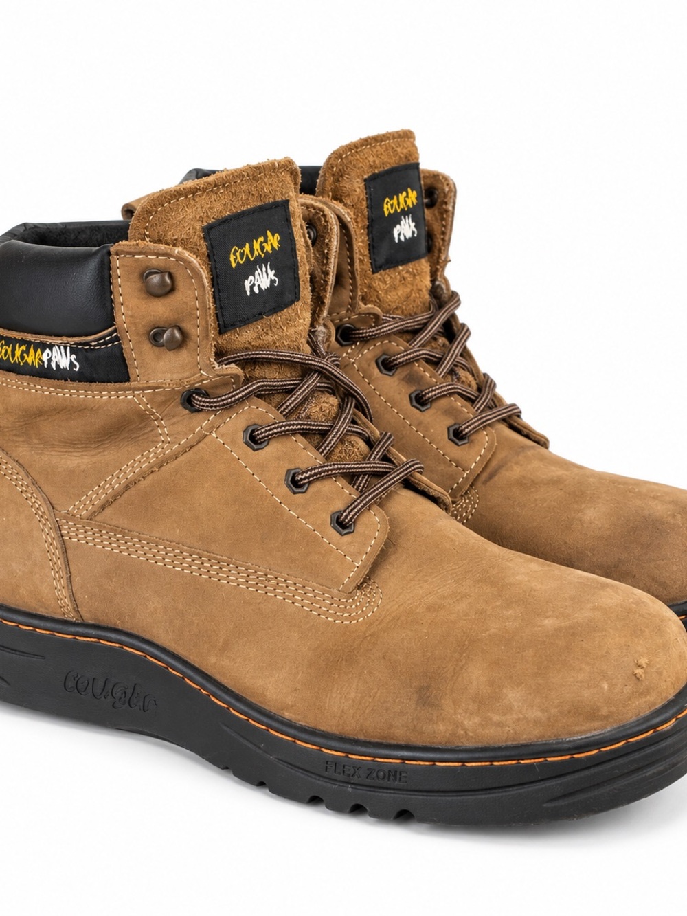 Men's Tan Suede Lace-Up Work Boots with Padded Collar